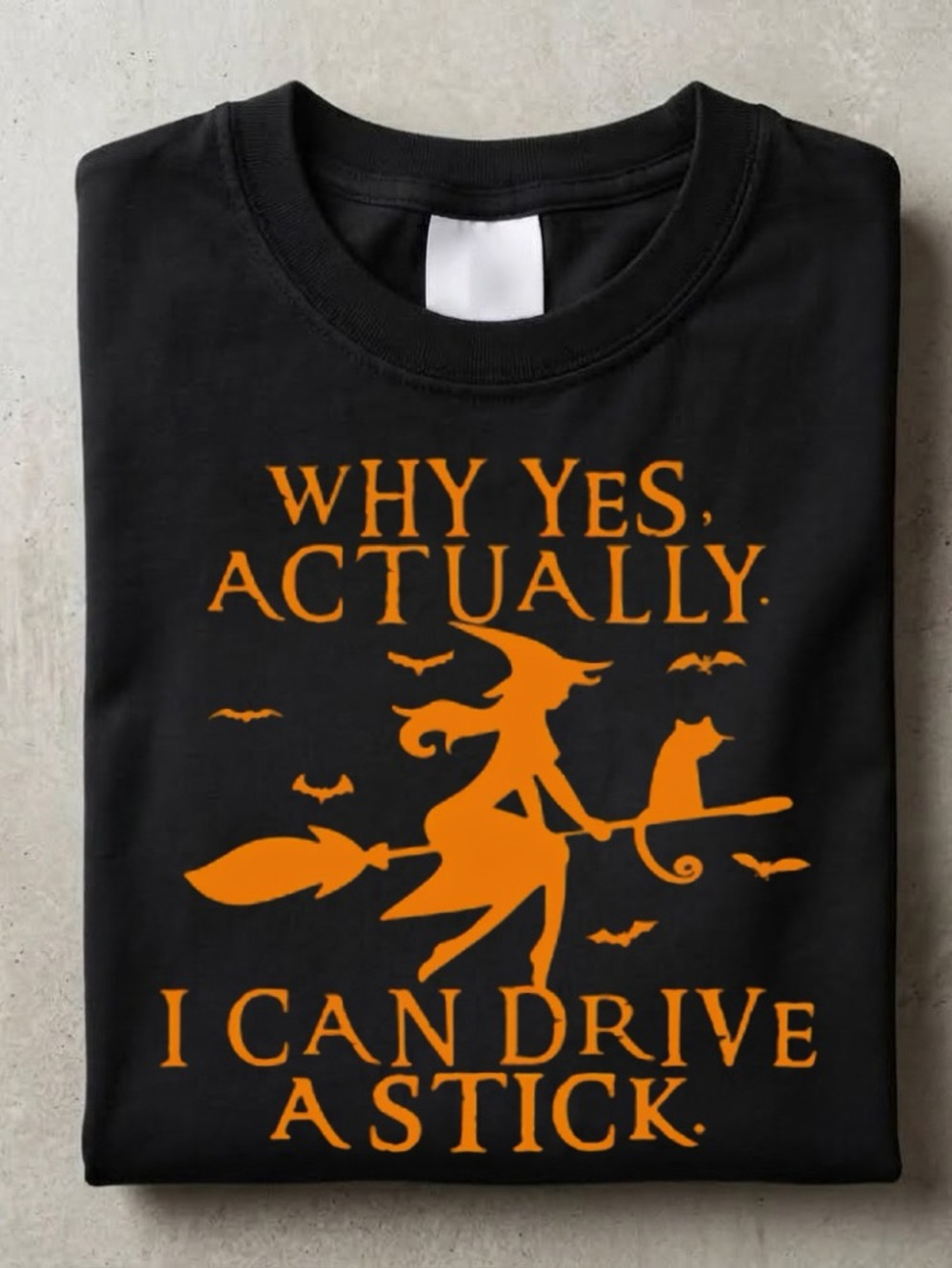 Funny Halloween T-shirt Yes I Can Drive A Stick Witchy Vibes Tee